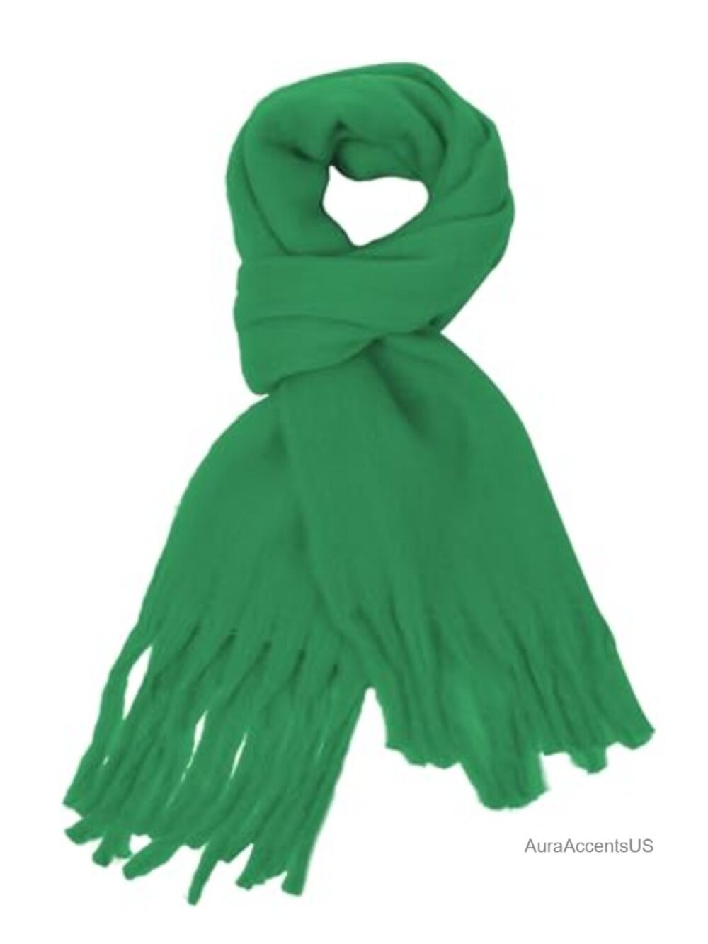 Oversized Thick Plaid Fringed Scarf Soft Warm Winter Wrap
